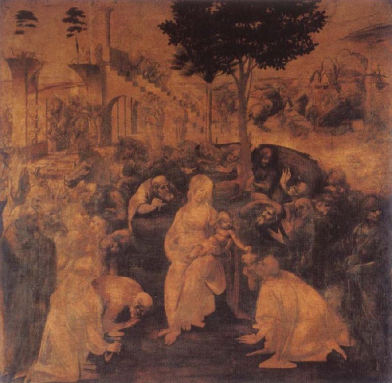  Leonardo  Da Vinci Adoration of the Magi France oil painting art